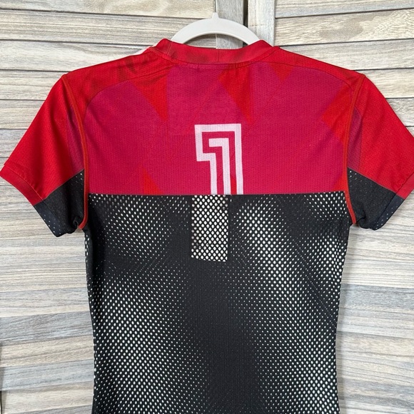 ADIDAS X ALEXANDER WANG Red Black Photocopy Pixelated Mini Dress Shirt Dress XS - Picture 9 of 15